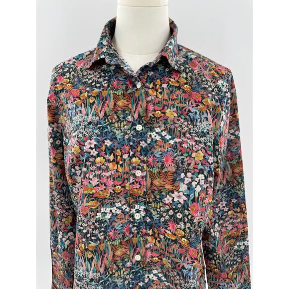 J Crew Liberty of London Floral Top Button up Shirt Long Sleeve Blouse 6 S - Picture 1 of 7